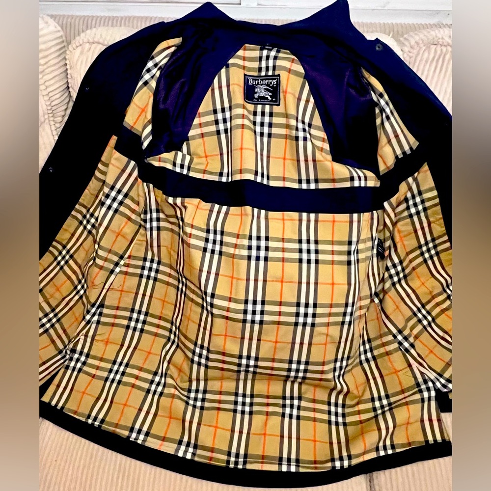 Burberry London Navy Blue Swing Rain Jacket Trench Coat